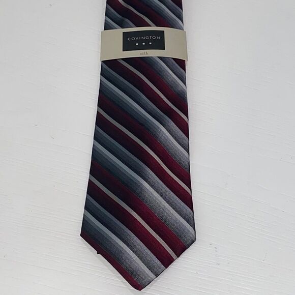 Covington Men's Gray & Maroon Silk Tie New With Tags - Picture 5 of 5